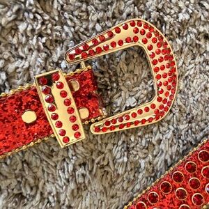 Red Glitter Belt with Gold Accents